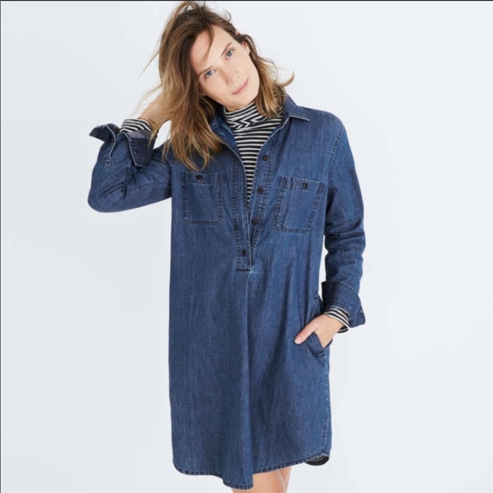 Madewell Denim Popover Dress - Size XS